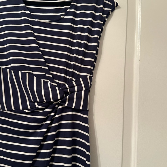LAND’S END | Blue & White Faux Wrapped Nautical Midi Dress Size S (6-8) - Picture 2 of 6
